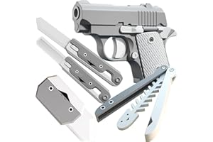 BLOOOK Fidget Toy Gun,Fidget Slider,Stress Relieve Pistola Juguete Antiestrés Desestresante,para ADHS Niños y Adultos Anti-ansiedad,Regalos Adolescentes Frikis Cosas Gamer (Gris Blanco (5 en 1))