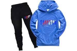 Dinint Chándal Niños Sudadera con Capucha, Moda Trapstar 2 Piezas Set impresión de letras Sudadera Top Y Jogger Pantalones Unisex Sudadera con Capucha Conjunto De Ropa para 2-16 Años
