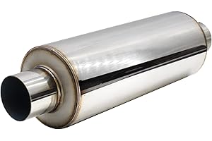 Simoni Racing ESR1 Silenziatore Sportivo Universale, Uscita Rotonda Dritta, Silenziatore di Scarico per Auto, Marmitta Dritta per Auto in Acciaio Inossidabile non lucidato