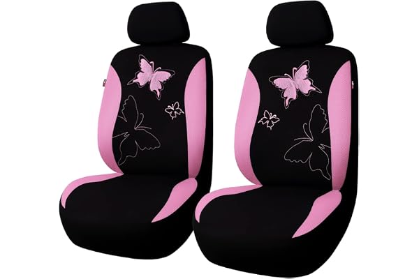 Flying Banner Housses de siège de Voiture Universelle Tendance avec Broderie Papillon Motif (Avant, Rose)