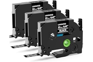 MarkField 3x TZ-335 12mm 0.47 Ruban Compatible avec Brother P-Touch TZe-335 TZe335 12mm x 8m Blanc sur Noir Cassette, pour PT-H75 H105 H107 H108 H110 H101C H100LB H100R 1005 1250 D200 E110 E550