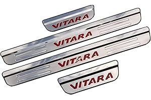 GZBFTDH Protection de seuil de porte de voiture pour Suzuki Vitara 2015-2022 - Accessoires automobiles - Protection d'entrée de porte en acier inoxydable - Protection de pédale de seuil (rouge)