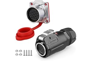 CNLINKO LP-24 24 Pin Waterproof Connector 5A 250V AC Quick Plug Circular Connector PBT Plastic Shell Fast Release Aviation Connector M24 Flange Socket (24 Pin)