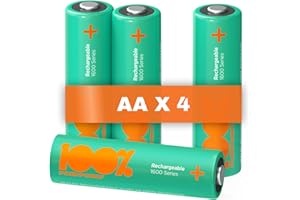 100%PEAKPOWER Rechargeable Battery AA 4 Pack NiMH 1.5v /1.2v Volt double AA battery for household applications and solar batteries for garden lights this batterys for pro and basic use (4)