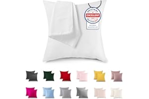 ‎ATSENSE ATsense 2er Set Kissenbezug 40x40 cm - 100% Baumwolle, Weiß Kopfkissenbezug Weich und Hypoallergen, ÖkoTex Zertifiziert, Kissenhülle mit Reißverschluss für Allergiker Geeignet