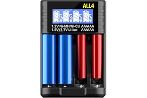 FOSMOON ALL4 1.5V LCD Universal Battery Charger,Rechargeable 1.5V Battery Charger, AA Battery Charger for 1.5V/1.2V/14500 lithium batteries AA AAA Batteries