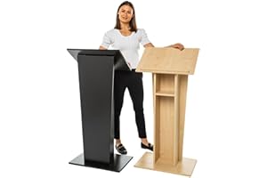 Wonderwall Wooden Black Pedestal Lectern, Podium Stand with a Shelf, Ready Assembled | 2 colours to choose from - Ideal for Speech Presentation, Hospitality, Reception