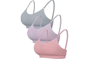 Channo Sujetador Deportivo sin Aros: Tela Licra Canalé con Tirantes Ajustables y Cierre en la Espalda sin Costuras Pack de 3