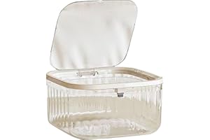 Koomuao Desktop-Mülleimer, Tischmülleimer mit Aufpoppen, Mini Abfalleimer, Plastik Tisch Mülltonne, für Küche Badezimmer Büro Schreibtisch Auto Bett Plastik Desk Bin (Transparent-A-S)