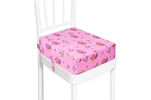 CAVWVTYU Asiento Elevador para Niños, Asiento Elevador Infantil Cojines para Tronas para Bebé de Lavable y Ajustable Elevador de Asiento para Silla de Comedor (Negro Dinosaurios)