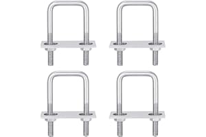NAAPESI 4 Pack M8 Square U-Bolts, Square U-Bolts 304 Stainless Steel U Clamp Bolt with Nuts and Frame Plates, for Boat Trailer Industrial Hardware Pipe Outer Dia U Bolt Marine Boat Deck (35 x 80mm)