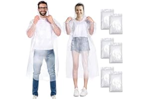 Henrycares 6/10 Stück Einweg Regenponcho Damen Herren, Durchsichtig Regencape Regenschutz mit Tunnelzug Kapuze und Elastische Manschette,Wasserdicht für Wandern Radfahren Camping und Reisen