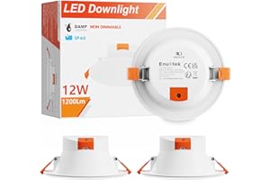 ENUOTEK Lampes Spot a LED Encastrable de Plafond Extra Plat 12W 1100Lm pour Salle de Bain Cuisine Blanc Chaud Naturel Froid Ajustable Diamètre du Trou 110-135CM Lot de 3 de
