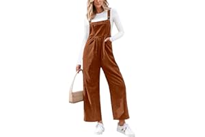 CUPSHE Damen Cord Latzhosen Ärmellos Overall Weites Bein Jumpsuit Herbst Winter Lose Playsuit Hosenanzug mit Taschen