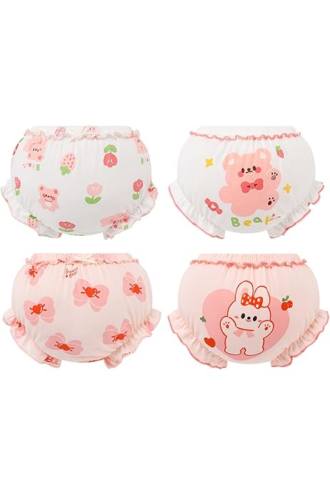 Set 4 Mutandine Bambina In Cotone - Bloomers Con Balze E Fiocchi, 1-5 Anni - Foto 11