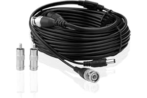 SIENOC Cordon d'alimentation vidéo DC CCTV câble d'alimentation vidéo BNC RCA cordon noir DVR (10M)