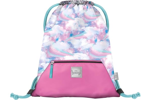 Baagl Sac de gym pour garçon, filles avec poche, sac à chaussures imperméable pour enfant, école et jardin d'enfants Sac de sport à cordon pour garçon, sac à dos à cordon