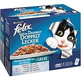 Felix So gut wie es aussieht Katzenfutter Doppelt Lecker mit Fisch Mix, 6er Pack (6 x 12 x 100 g) Beutel