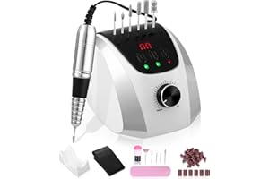 NEFLSI Torno para Uñas Profesional 35000 RPM 11 en 1 Lima de Uñas Torno Electrico para Uñas con Botón de Pausa,Pantalla HD LED Digital,Bandas de Lijado Potente y Silencioso para Manicura Pedicura