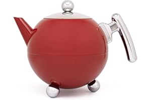 Bredemeijer Teapot Duet Bella Ronde 1.2L, Red Chrome, Chromium Fittings