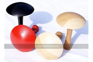 MASTERS TRADITIONAL GAMES Set Bar Billiards mushrooms (2 natural wood, 1 red, 1 black, flat underside)
