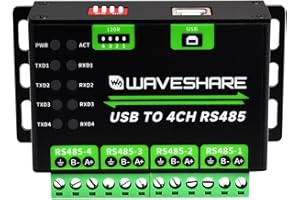 Waveshare Industrial USB TO 4Ch RS485 Converter, Multi Protection Circuits, Multi Systems Support, Aluminium Alloy Case, Wall-Mount and Rail-Mount Support