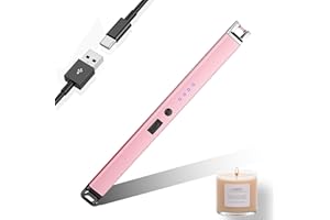 JIEYUCHU Mechero de Velas, Encendedor eléctrico USB Recargable con Indicador LED de Batería, Resistente al Viento y sin Llama para Velas, Fiesta, Estufas de Gas, Camping (Rosa)