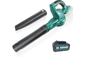 TEETOK Cordless Leaf Blower with 5500mAh Battery 15000RPM Electric Leaf Blower with 2 Section Tubes for Home Lawn Care Leaf Blowing, Garden Snow, Dust