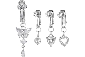 YSJCHEBS Confezione da 4 Clip per Ombelico, Gioielli per Piercing All'Ombelico Finto, Gioielli Accessori per Il Corpo, Ciondolo per Ombelico Non Forato
