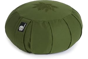Yoga Studio Pleated Round Zafu Buckwheat Meditation Cushion - Lotus Leaf