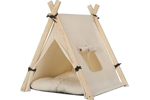 EUGAD Tipi Namiot dla Małych Psów i Kotów, 60 x 70 x 60 cm, M, Domek do Wnętrz, Biały