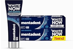Mentadent Dentifricio White Now Anti-macchia, Dentifricio Sbiancante con White-Correct e White-Infinity Technology, 2x75ml
