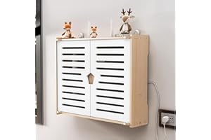 PUIOTEAI Router Schrank, Router Verstecken, WiFi Router Aufbewahrungsbox Set-Top Boxschwebende Regale Wandmontage Wohnzimmer Modem Kabel Router Abdeckung Multifunkti
