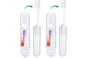 Nuenen 2 Spazzolini da Denti Pieghevoli Mini Spazzolino da Viaggio Portatile con Dentifricio Piccolo Spazzolino da Campeggio Tascabile con Setole Morbide per Bambini Adulti (Bianco)