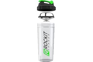 ROCKITZ Protein Shaker | garantiert auslaufsicher | patentiertes Mischsystem | Shaker Proteinpulver - Eiweiß Shaker | Made in Germany | Fitness Trinkflasche | BPA frei (Transparent | Grün, 900ml)