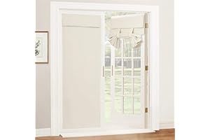 Momooda French Door Durtain, Door Way Privacy Curtain, Self-adhesive Blackout Thermal Front Door Window Curtain with Tieback, 1 Panel, Beige, 76x203cm