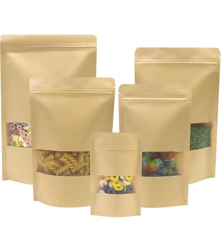 Cdiscount Sachet Kraft SENENQU Lot De 200 Sachet Kraft Alimentaire Avec Fenetre, 14×20CM Sachet Kraft Zip Réutilisables, Imperméable Sac Kraft Alimenta150 - Maison Sachet Craft Alimentaire