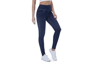Chasehot Jean Skinny Femme Taille Elastique,Jeggings Taille Haute avec 4 Poches Extensible Mode Slim Pantalon Stretch Crayon Pantalon