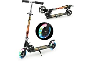 TENBOOM Roller Kinder ab 3 Jahre, 2 Räder Klappbar Scooter,3 Höhenverstellbare Kinderroller,Led-räder Kinderscooter für Mädchen Jungen