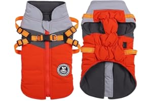 Poseca Dog Coat with Built-in Harness | 3-in-1 Waterproof Winter Jacket & Raincoat | Reflective Warm Puppy Clothes for Small Medium Dogs | Outdoor Walking