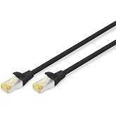 DIGITUS Cat 6A LAN Cable &ndash; 10 m &ndash; S/FTP Shielded &ndash; Black | 10Gbit/s - PoE++ - AWG 27/7 - LSZH - RJ45 Network Cable - Compatib