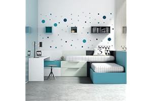VIPOL vinilo decorativo Serie juvenil de círculos adhesivos para pared, para componer un mural en la pared con pegatinas 72 piezas de colores en diferentes tamaños (OCEANO)