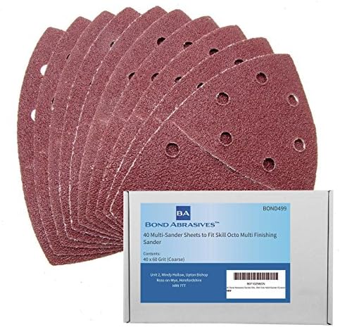40 Bond Abrasives Multi-Sander Sheets For Skil Octo Multi Finishing Sander 60 Grit (Coarse)