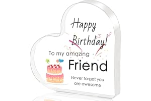 GRELAE Birthday Gifts for Women, Men, Friend Birthday Gifts - Heart Shaped Acrylic Engraved Plaques 10 × 10 × 1cm, The Best Friend, Women, Mens Gifts for Birthday, Special Friend Gifts for Women, Bff Gifts