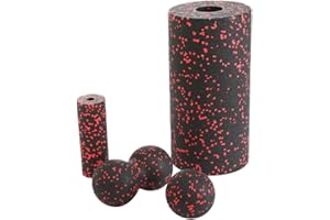 LIUMMRCY Foam Fascia Roller Set Fitness Yoga Massage Balls Hollow Foam Muscle Massager Kit,red,Foam Roller Deep Tissue Massager,Professional Fascia Roller for the Back and Spine, Foam Roller,Massage Roller
