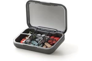 Glosen Pilulier journalier à 6 compartiments, étui à pilules, étui à médicaments, pillulier voyage pour pochette de sac à main (Noir)