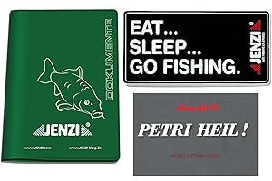 blntackle76 zestaw licencji połowowej – teczka na dokumenty firmy Jenzi + gratis naklejka eat sleep go fishing Petri Heil, G, 1, Zestaw #1