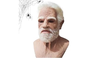 Raypontia Halloween gammal man ansiktsskydd, 45 x 26 cm latex realistisk gammal man mask, cosplay gammal man huvudbonad, hjäl