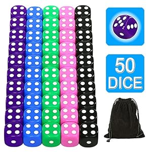 YOUSHARES Dados Establece Una Variedad de Color con 10 Unidades Cada Uno, 16mm D6 Dados Estándar con Bolsa de Transporte Adicional 50 Dados