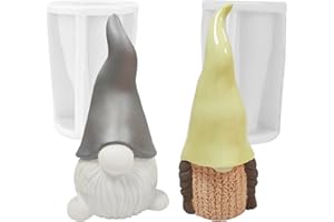 JDH SILICONE Moules en silicone pour bougies de Noël, moules pour savon fait main, bougies en cire, plâtre, argile polymère, résine, kit de silicone en forme de père Noël (2 packs)